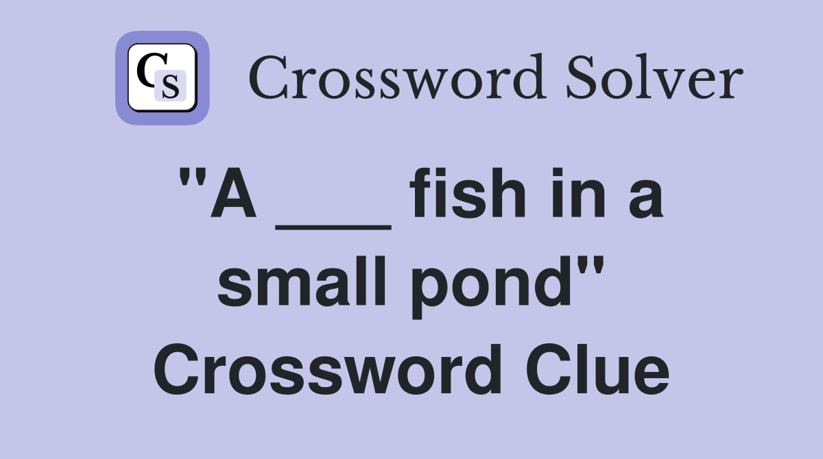 "A ___ fish in a small pond" Crossword Clue