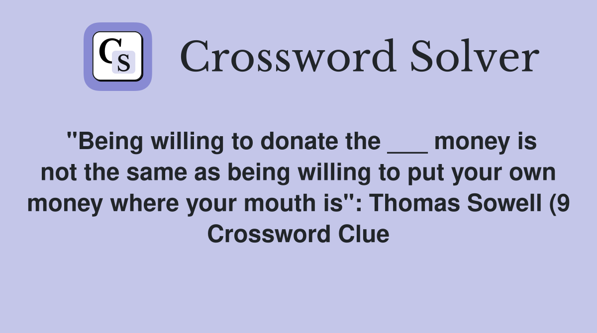 quot Being willing to donate the money is not the same as being willing quot Being willing to donate the money is not the same as being willing