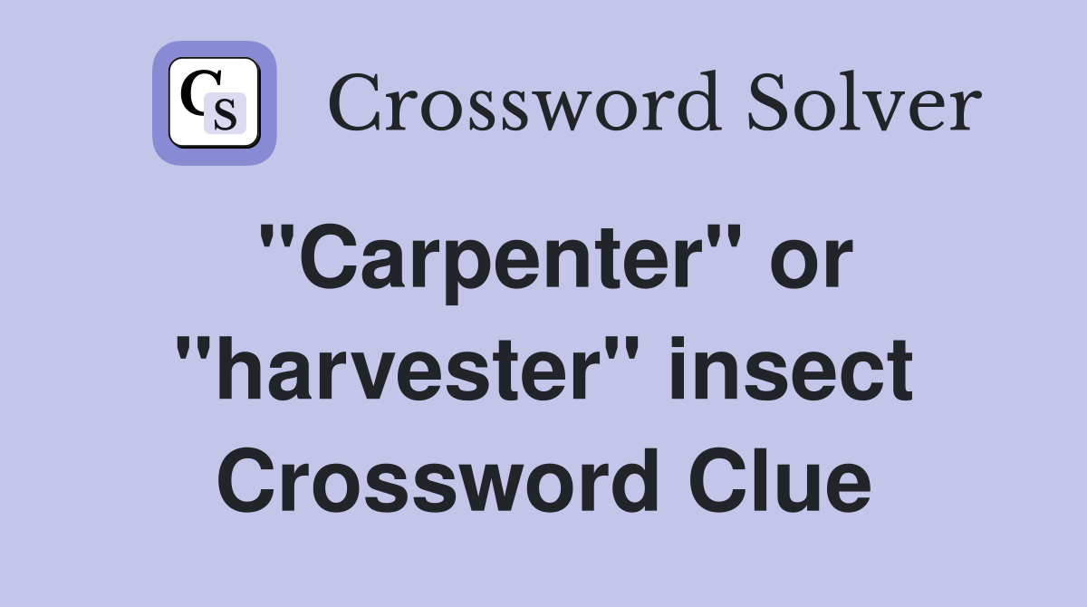 "Carpenter" or "harvester" insect Crossword Clue