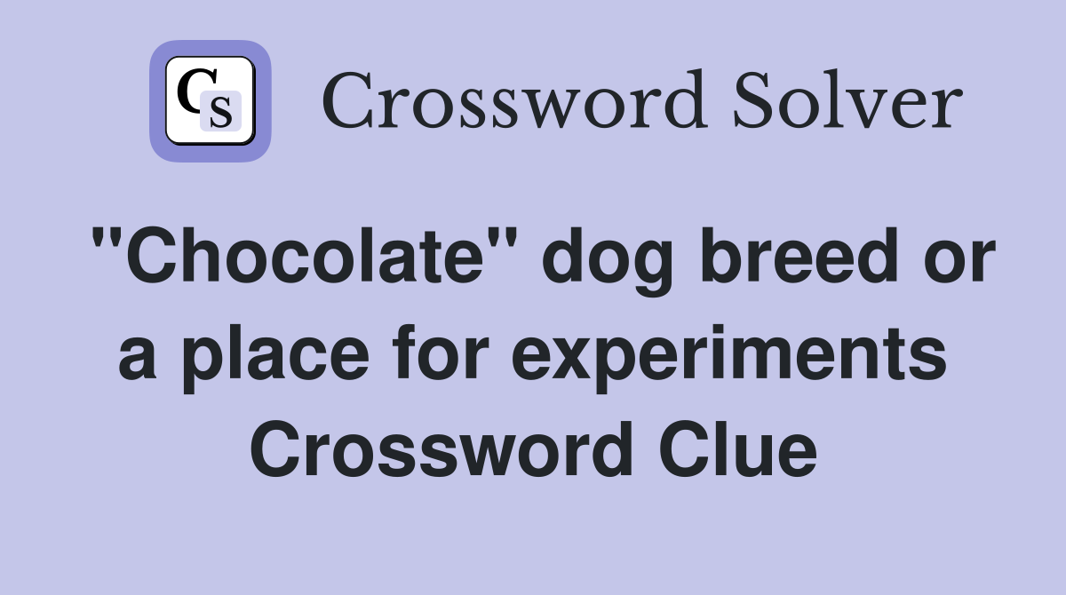 "Chocolate" dog breed or a place for experiments Crossword Clue