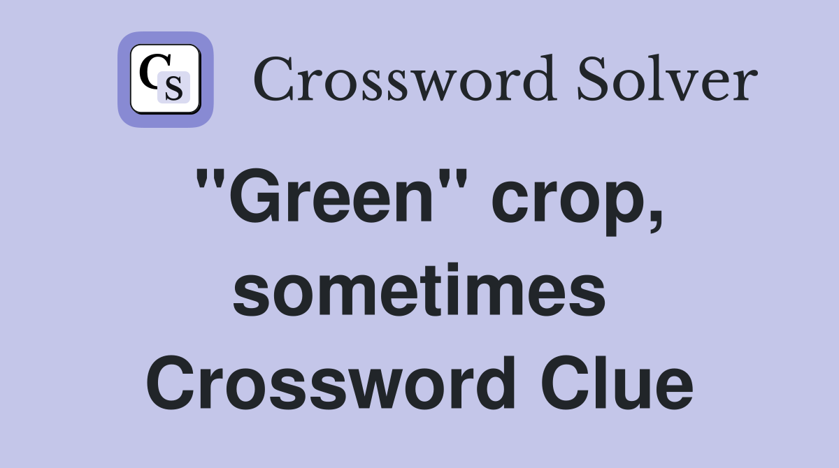 "Green" crop, sometimes Crossword Clue