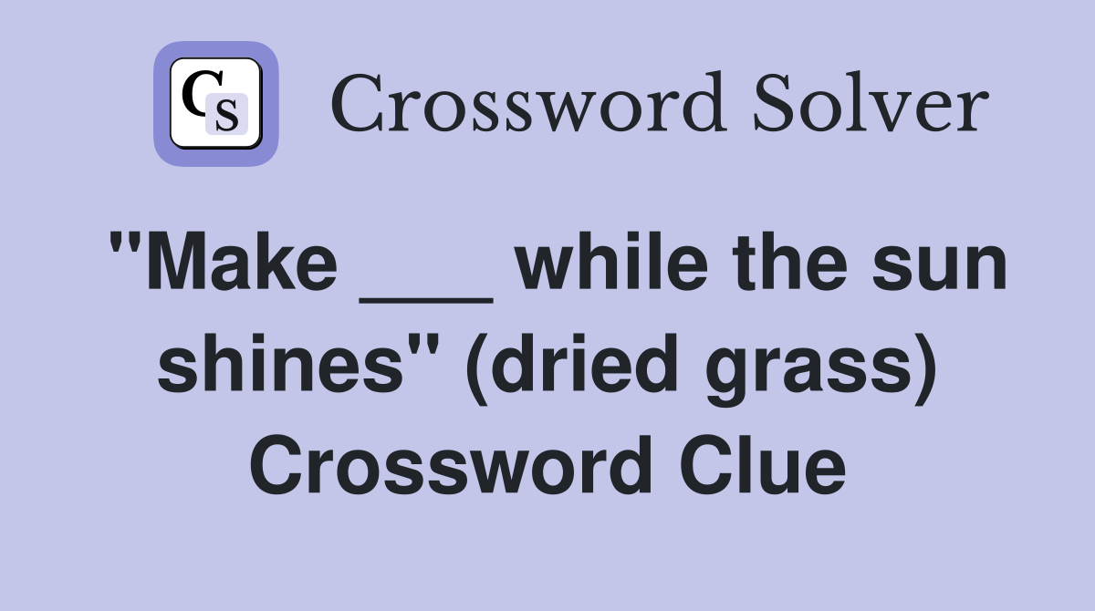 "Make ___ while the sun shines" (dried grass) Crossword Clue