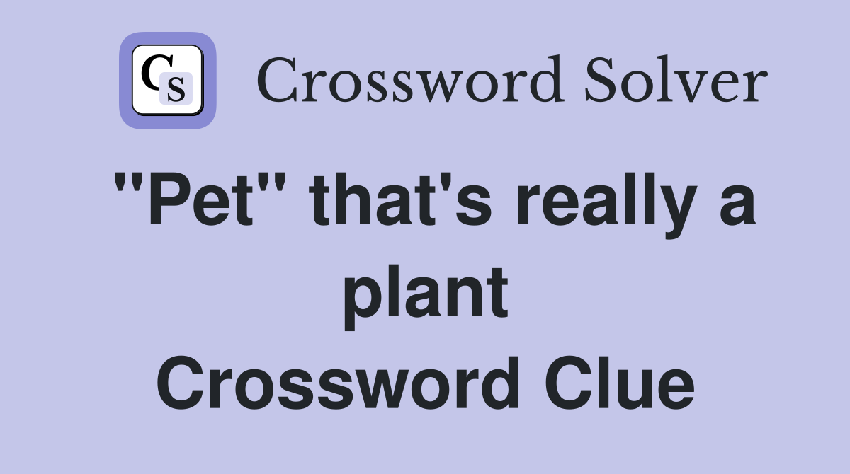 "Pet" that's really a plant Crossword Clue