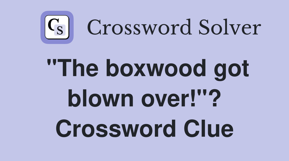"The boxwood got blown over!"? Crossword Clue