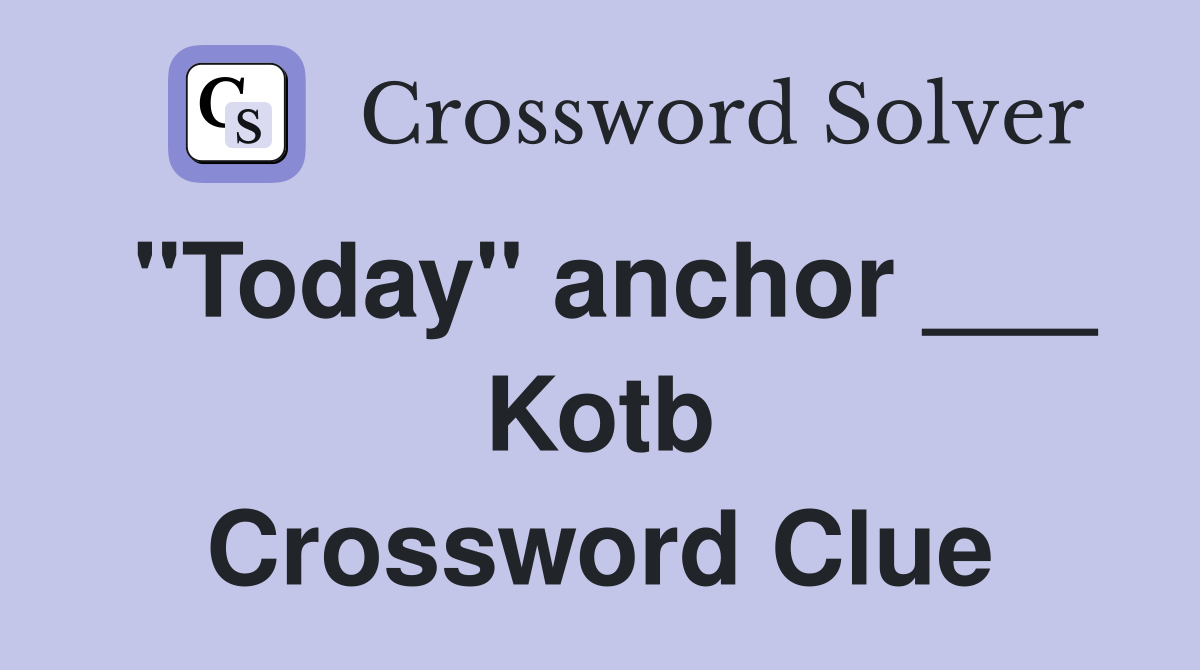 "Today" anchor ___ Kotb Crossword Clue