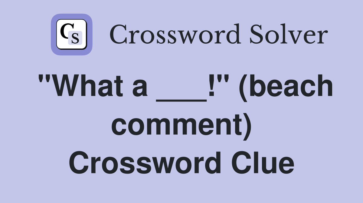 "What a ___!" (beach comment) Crossword Clue