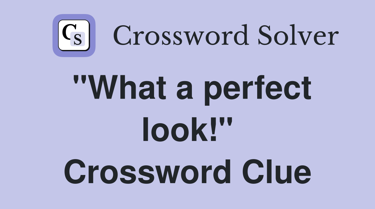 "What a perfect look!" Crossword Clue