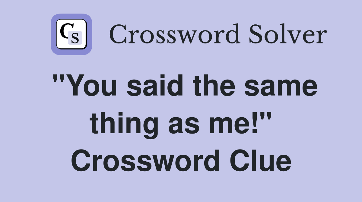 "You said the same thing as me!" Crossword Clue
