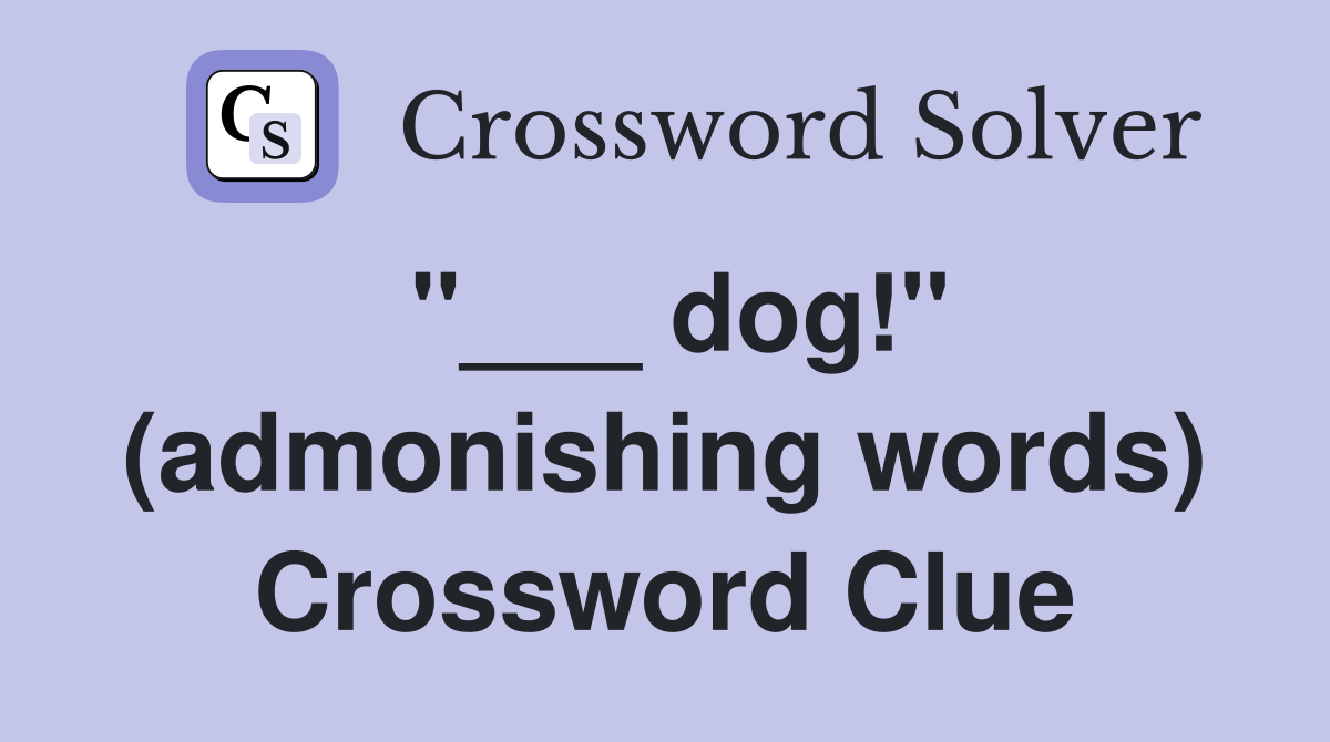 "___ dog!" (admonishing words) Crossword Clue