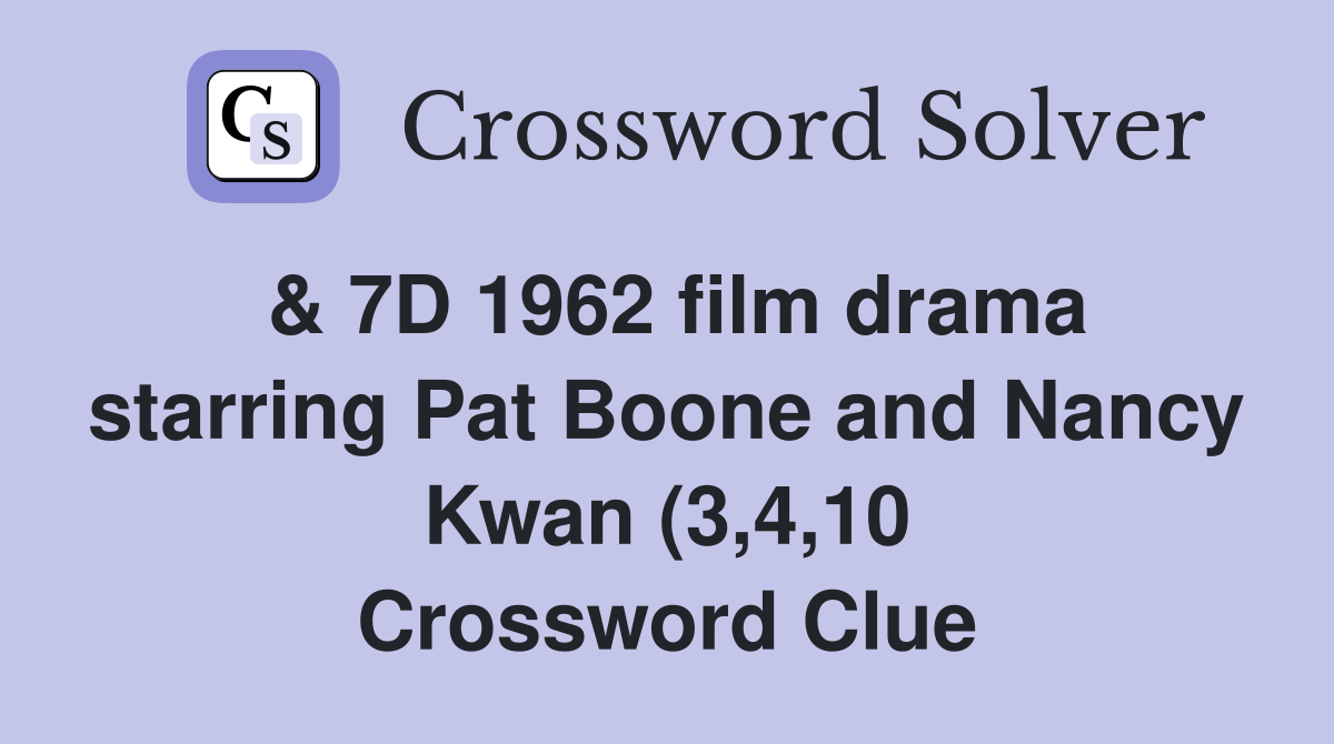 7D 1962 film drama starring Pat Boone and Nancy Kwan (3 4 10 7D 1962 film drama starring Pat Boone and Nancy Kwan (3 4 10