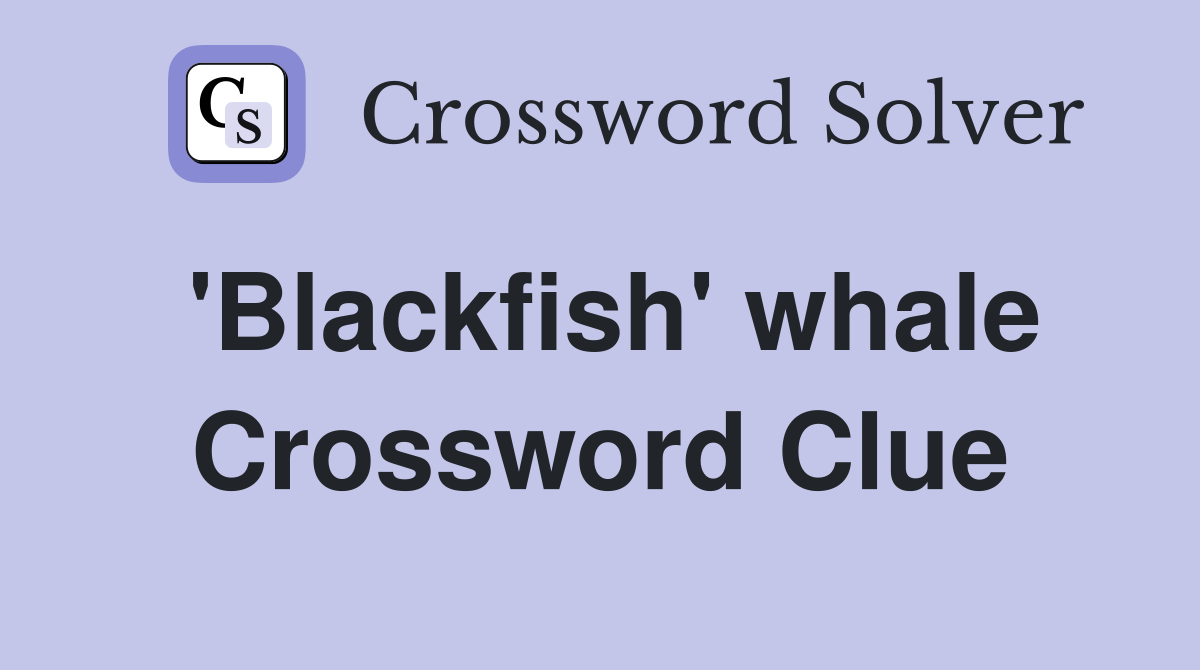 'Blackfish' whale Crossword Clue