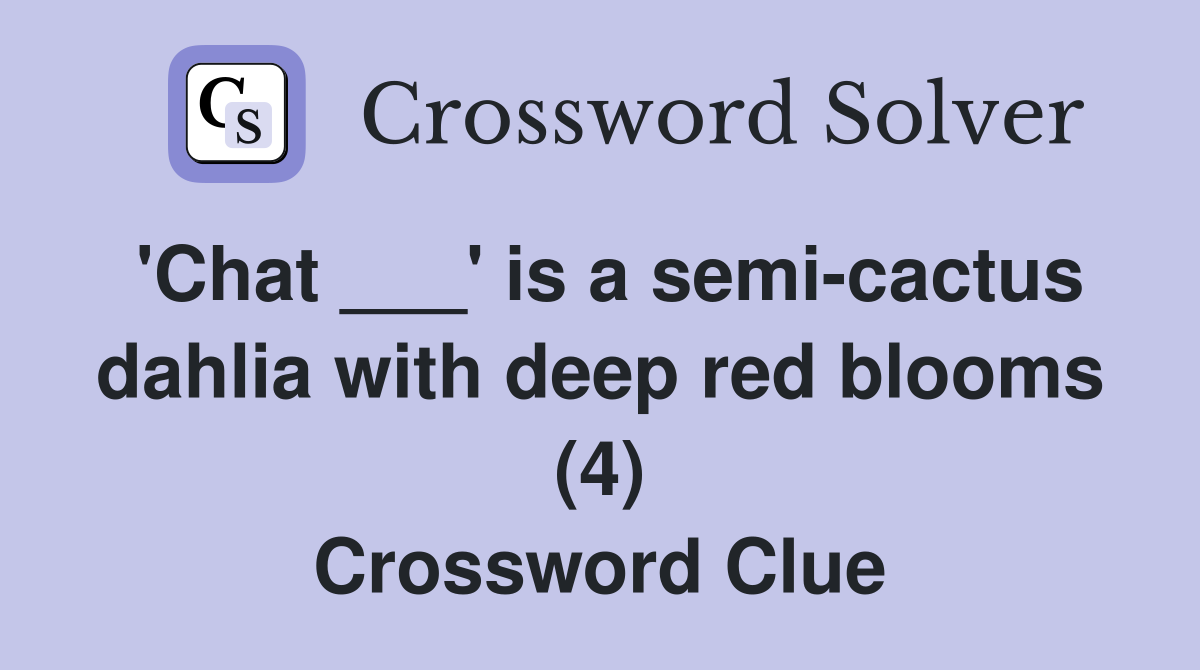 'Chat ___' is a semi-cactus dahlia with deep red blooms (4) Crossword Clue