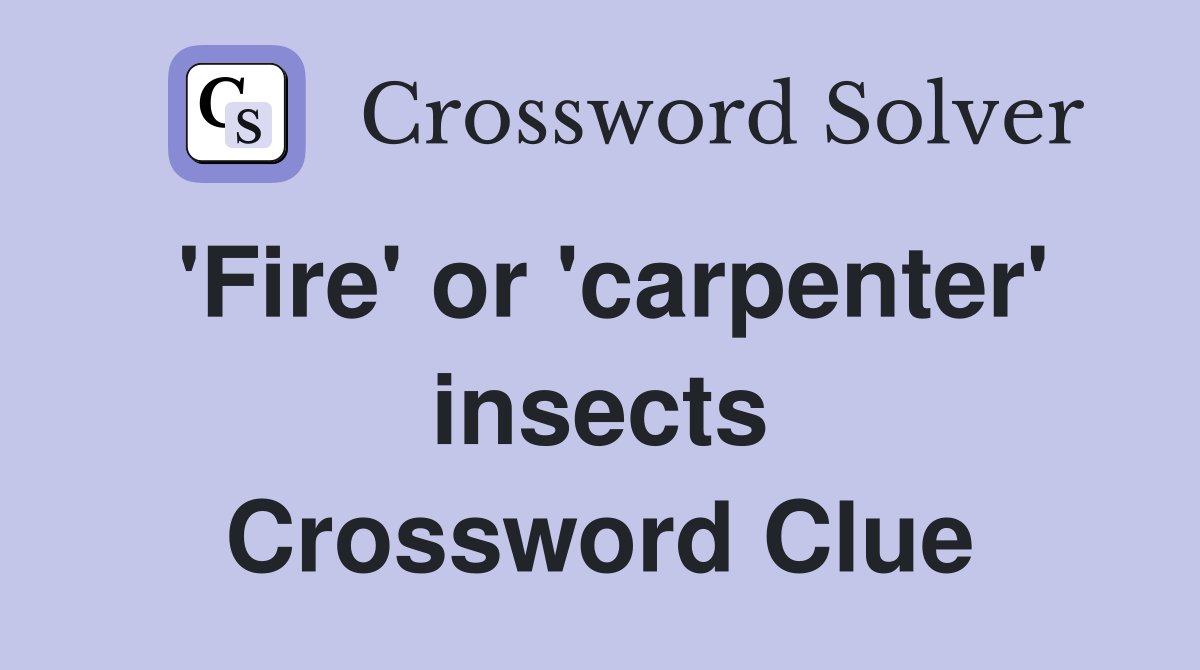 'Fire' or 'carpenter' insects Crossword Clue