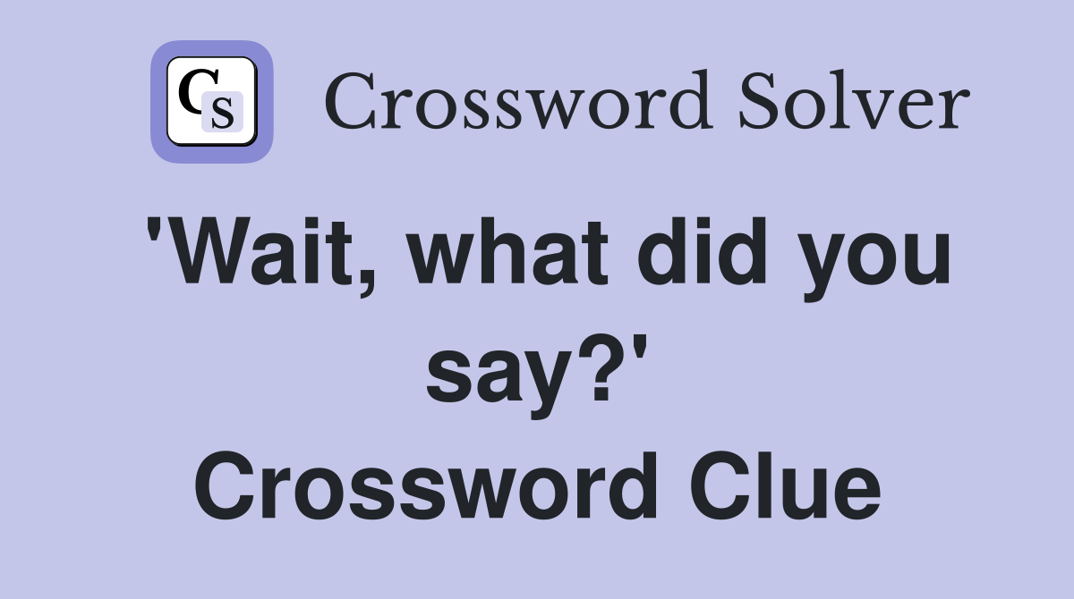 'Wait, what did you say?' Crossword Clue
