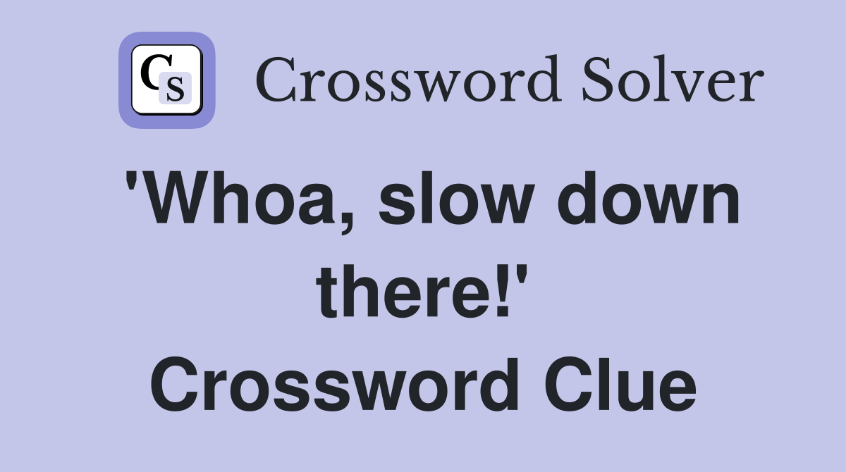 'Whoa, slow down there!' Crossword Clue