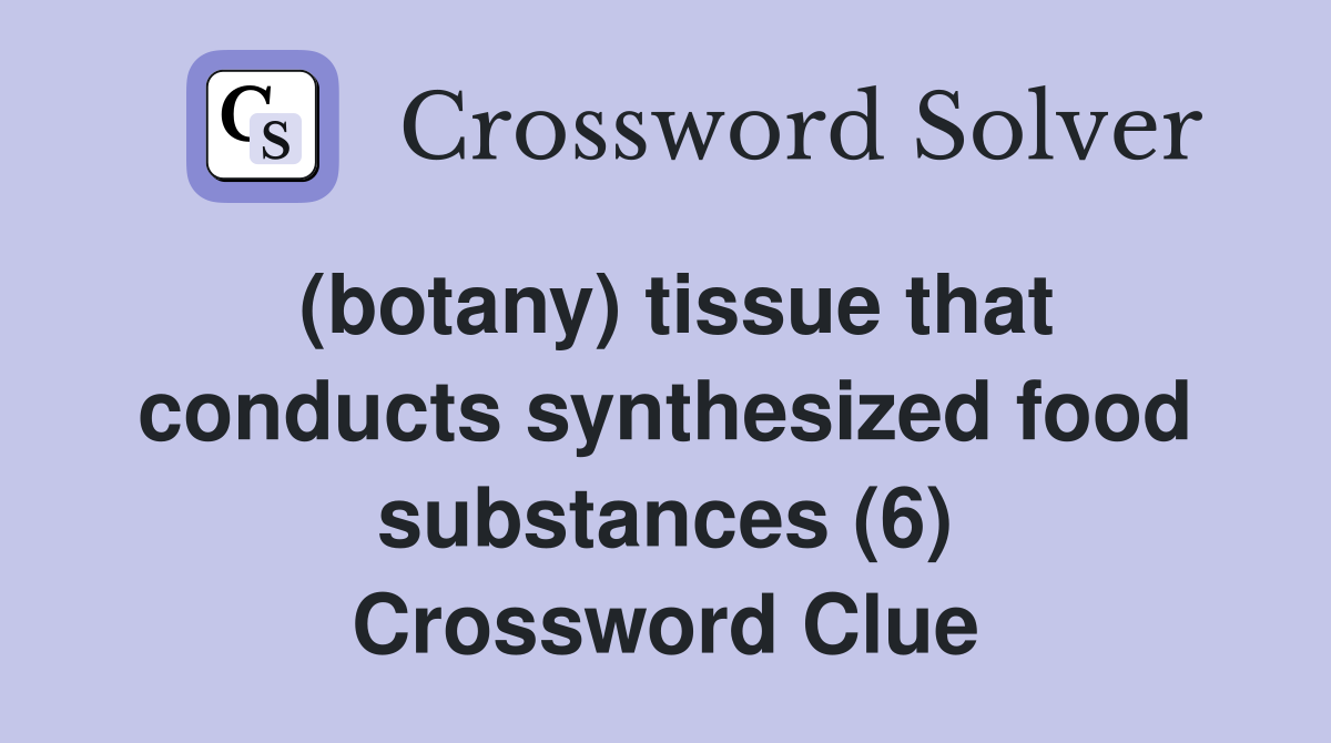 (botany) tissue that conducts synthesized food substances (6) Crossword Clue