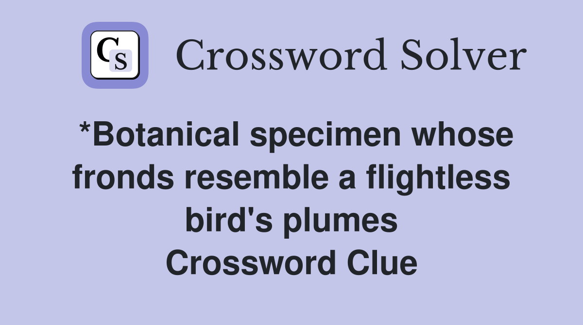 *Botanical specimen whose fronds resemble a flightless bird's plumes Crossword Clue