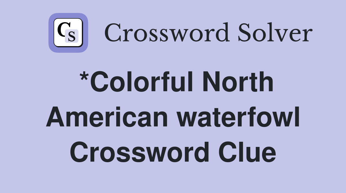 *Colorful North American waterfowl Crossword Clue