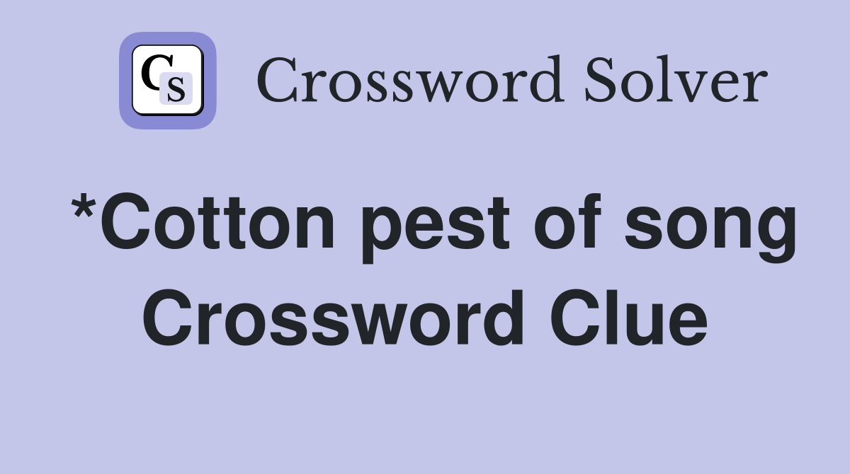 *Cotton pest of song Crossword Clue