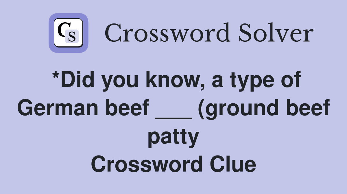 *Did you know a type of German beef (ground beef patty) lent its *Did you know a type of German beef (ground beef patty) lent its