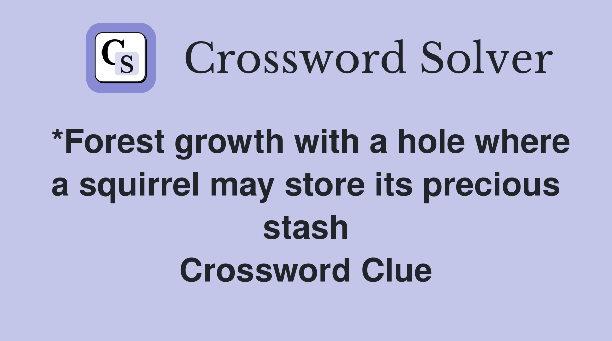 *Forest growth with a hole where a squirrel may store its precious stash Crossword Clue