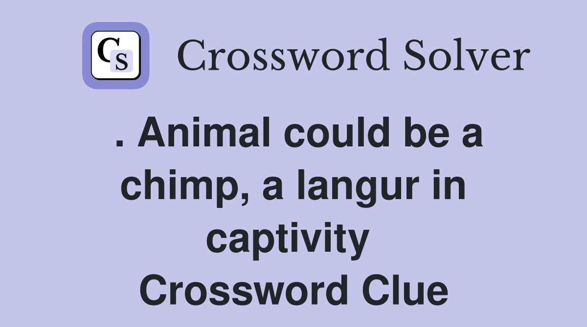 . Animal could be a chimp, a langur in captivity  Crossword Clue