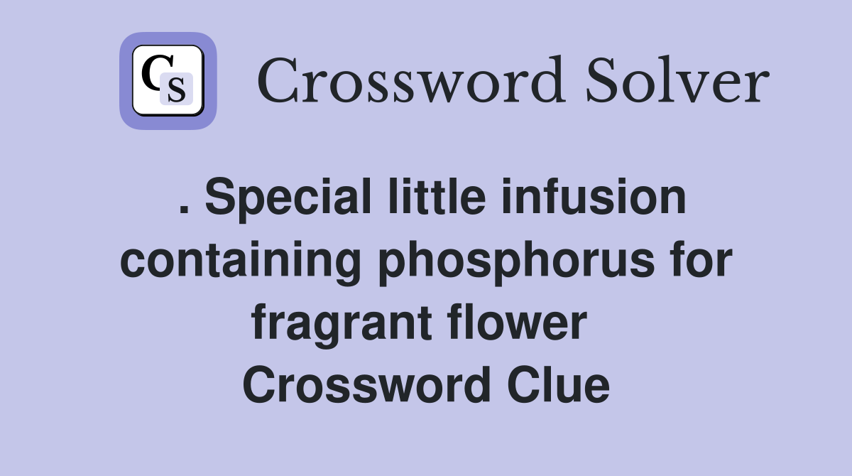 . Special little infusion containing phosphorus for fragrant flower  Crossword Clue