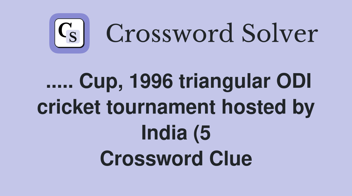 Cup 1996 triangular ODI cricket tournament hosted by India (5 Cup 1996 triangular ODI cricket tournament hosted by India (5
