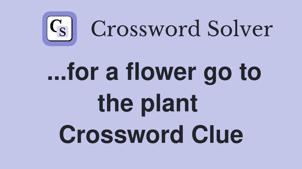 ...for a flower go to the plant  Crossword Clue
