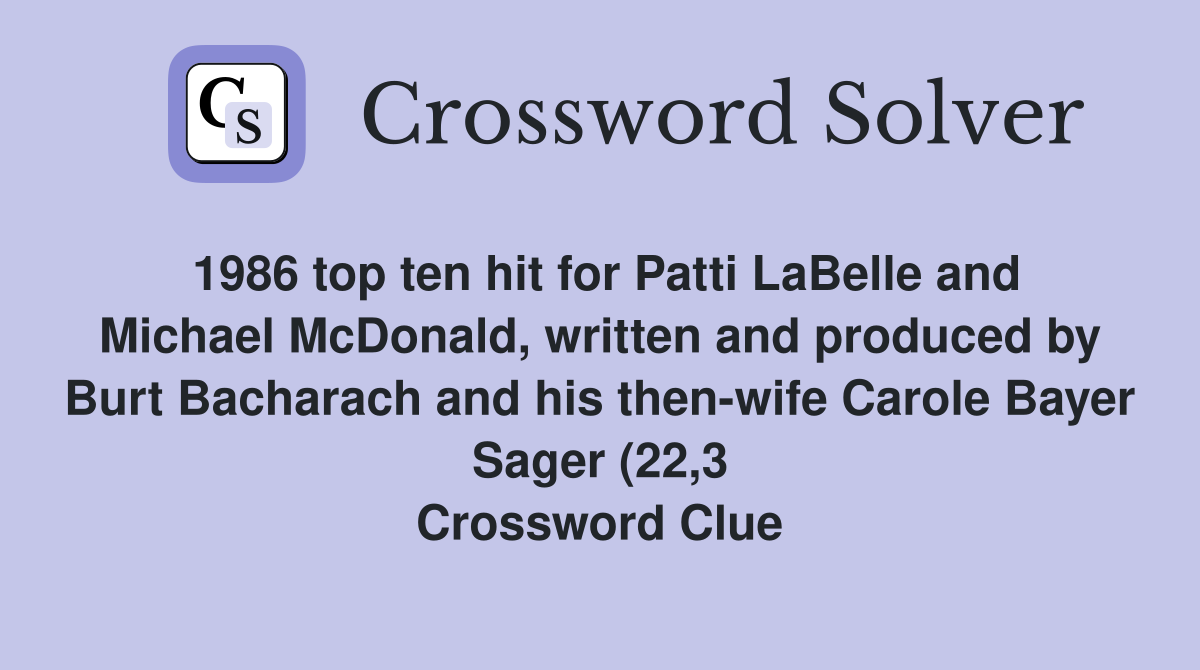 1986 top ten hit for Patti LaBelle and Michael McDonald written and 1986 top ten hit for Patti LaBelle and Michael McDonald written and