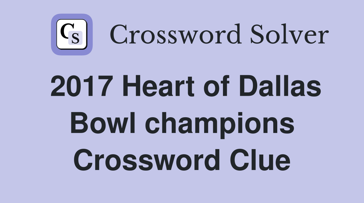 2017 Heart of Dallas Bowl champions Crossword Clue