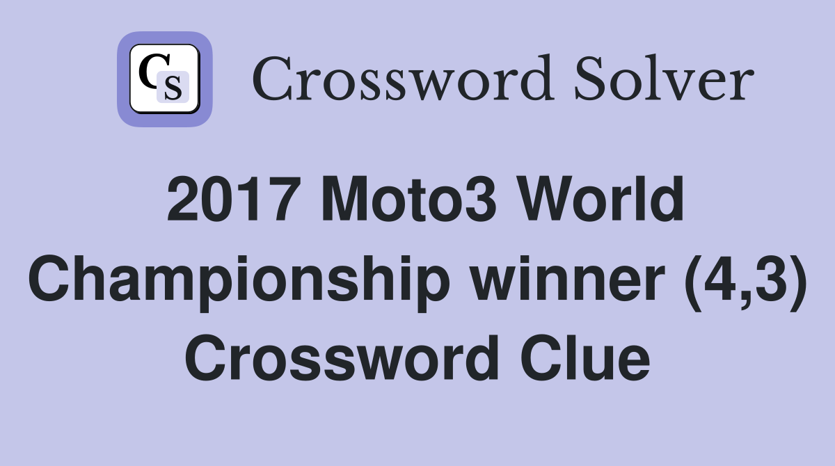 2017 Moto3 World Championship winner (4,3) Crossword Clue