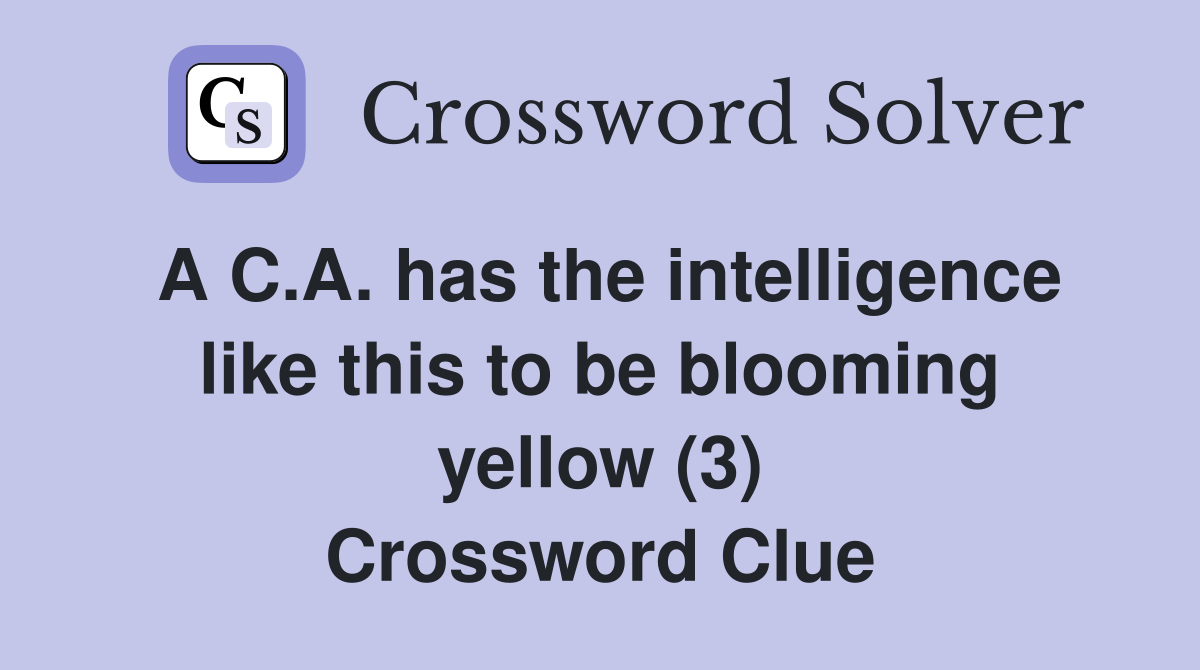 A C.A. has the intelligence like this to be blooming yellow (3) Crossword Clue