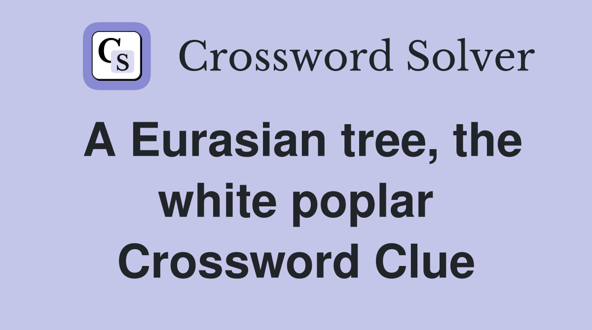 A Eurasian tree the white poplar Crossword Clue Answers Crossword