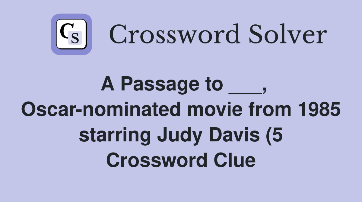 A Passage to Oscar nominated movie from 1985 starring Judy Davis A Passage to Oscar nominated movie from 1985 starring Judy Davis