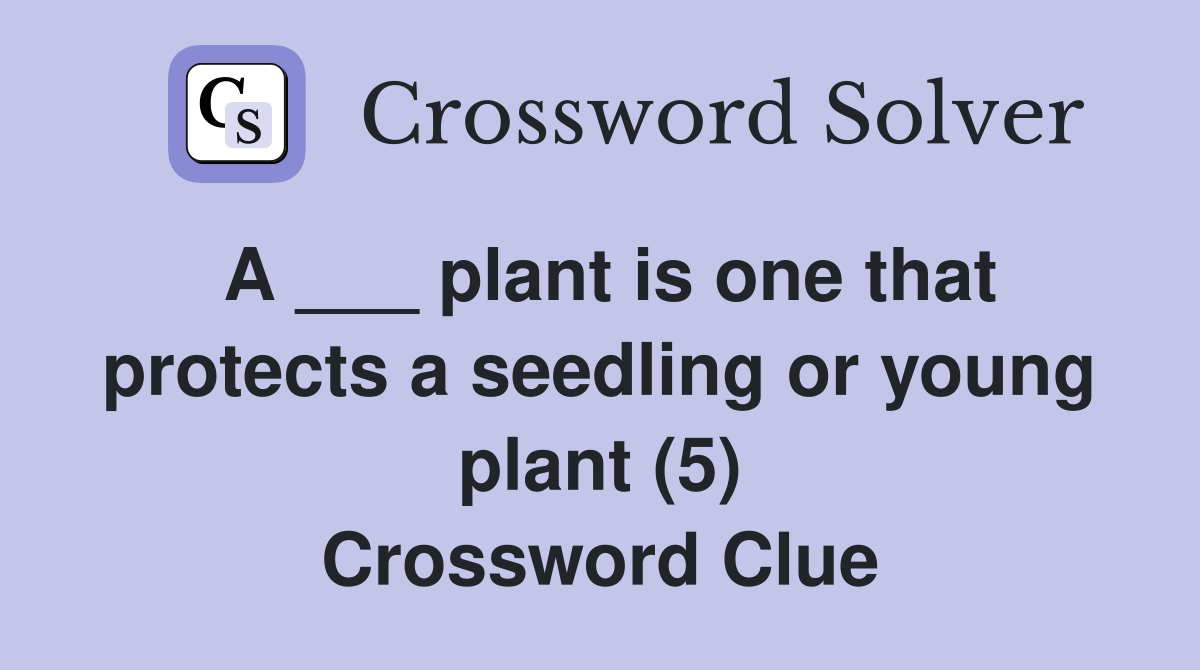 A ___ plant is one that protects a seedling or young plant (5) Crossword Clue