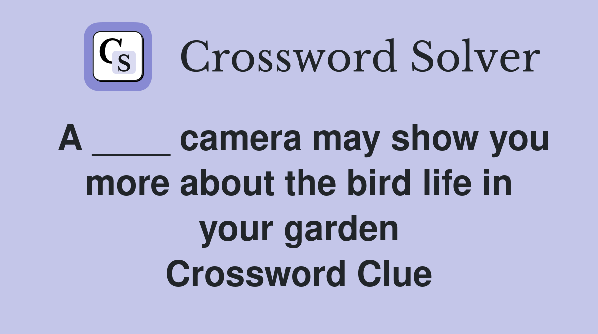 A ____ camera may show you more about the bird life in your garden Crossword Clue