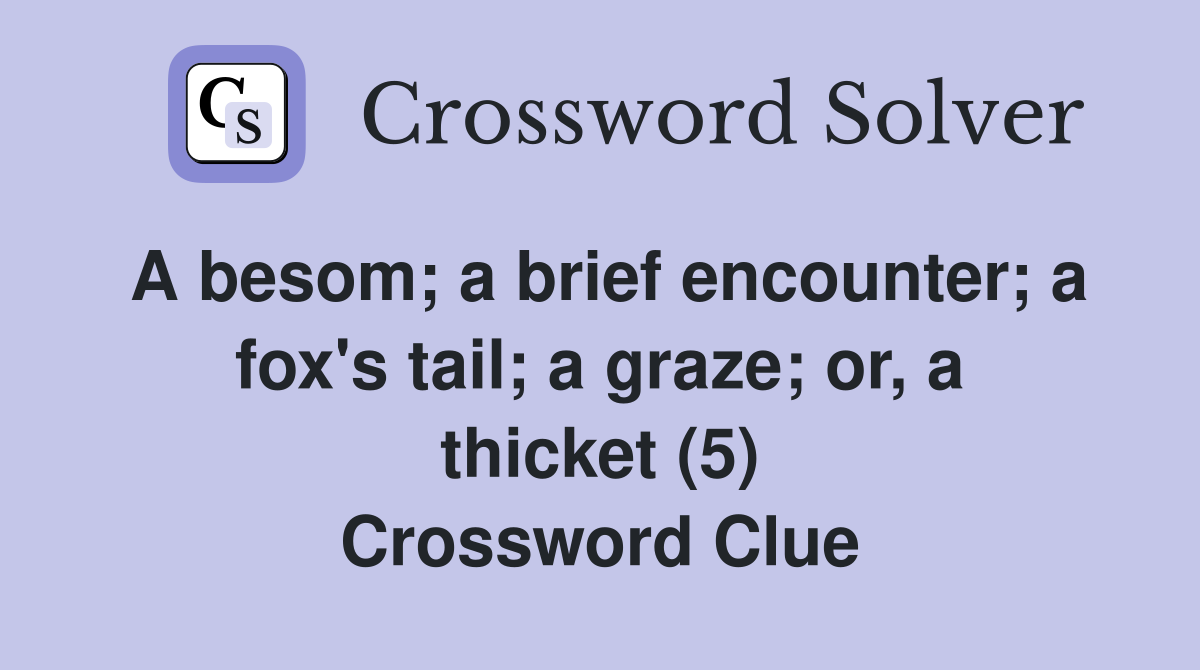A besom; a brief encounter; a fox's tail; a graze; or, a thicket (5) Crossword Clue