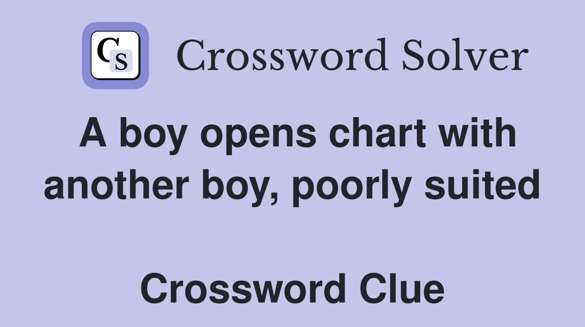 A boy opens chart with another boy, poorly suited  Crossword Clue