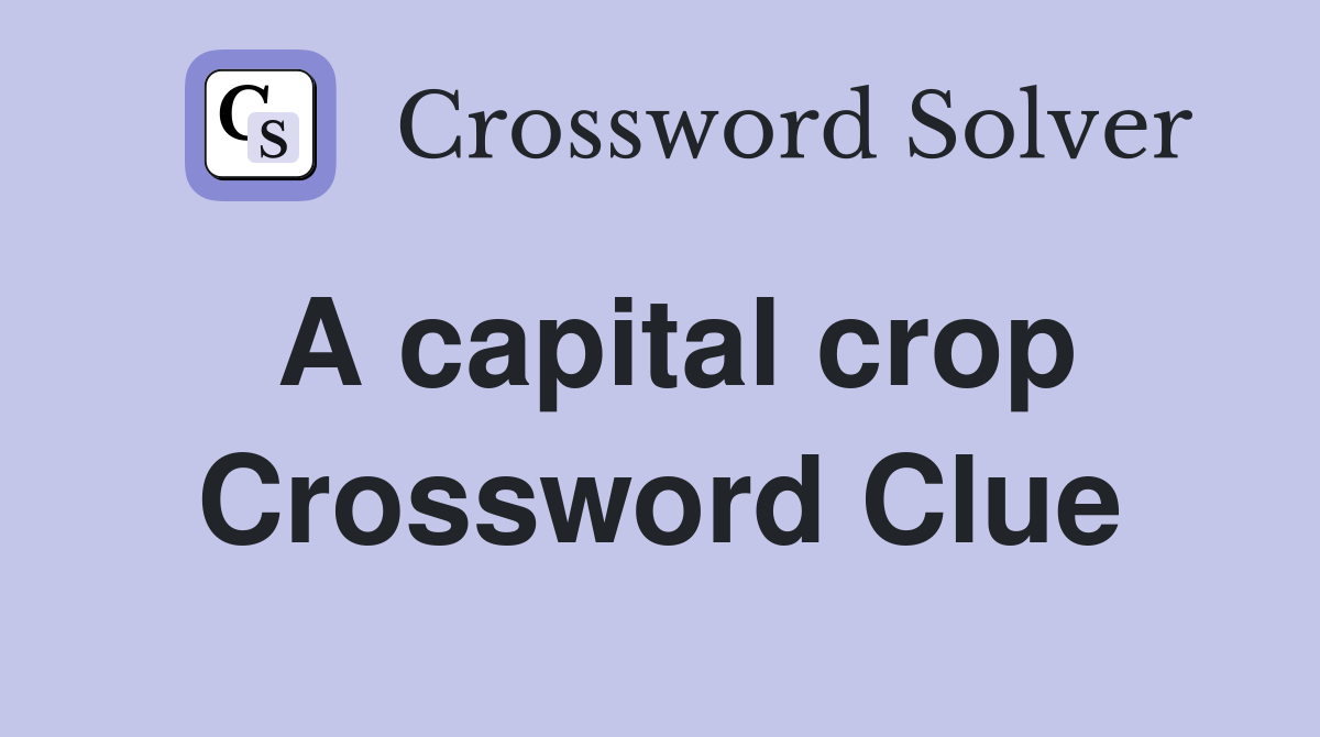 A capital crop Crossword Clue