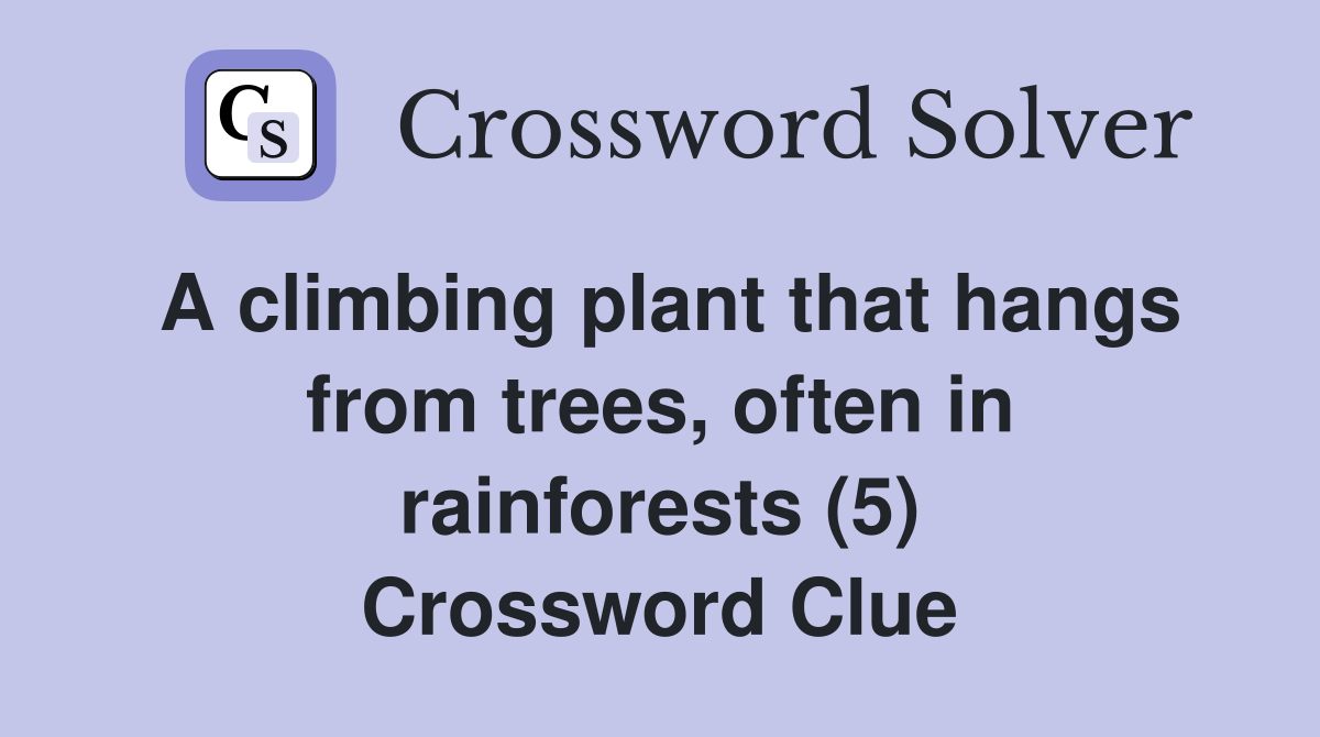 A climbing plant that hangs from trees, often in rainforests (5) Crossword Clue