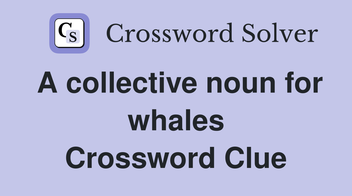 A collective noun for whales Crossword Clue