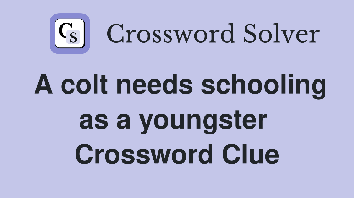 A colt needs schooling as a youngster  Crossword Clue