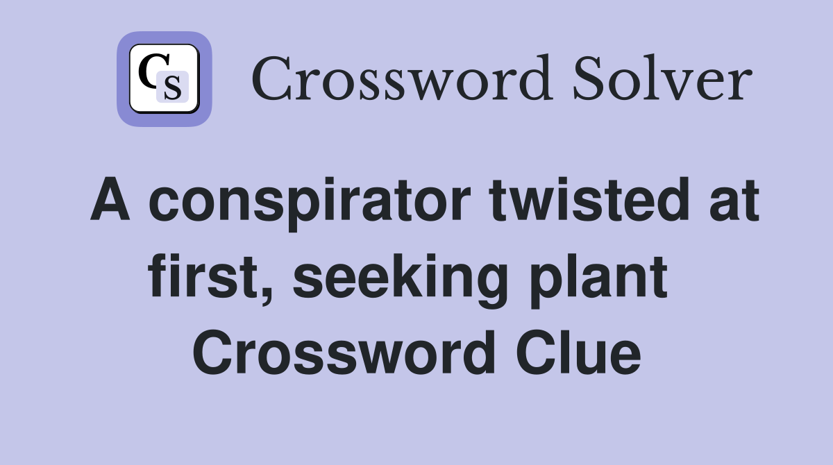 A conspirator twisted at first, seeking plant  Crossword Clue