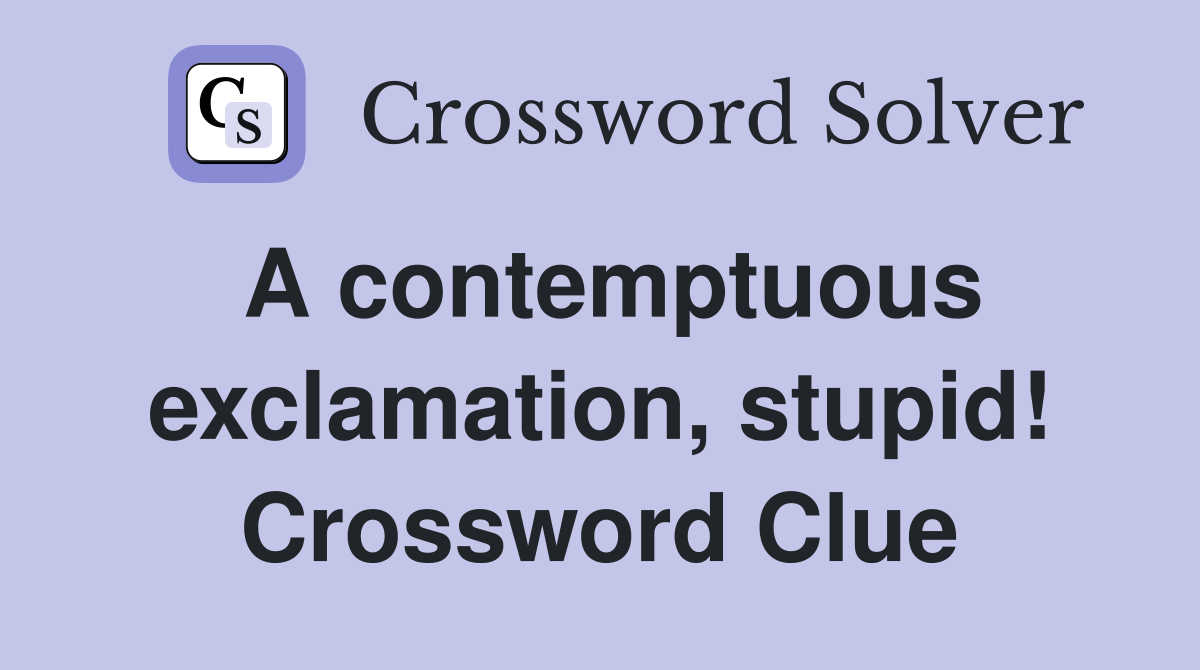 A contemptuous exclamation, stupid! Crossword Clue