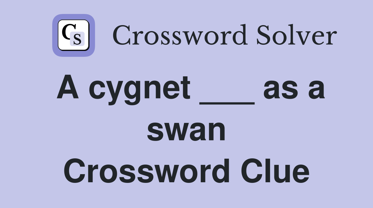 A cygnet ___ as a swan Crossword Clue