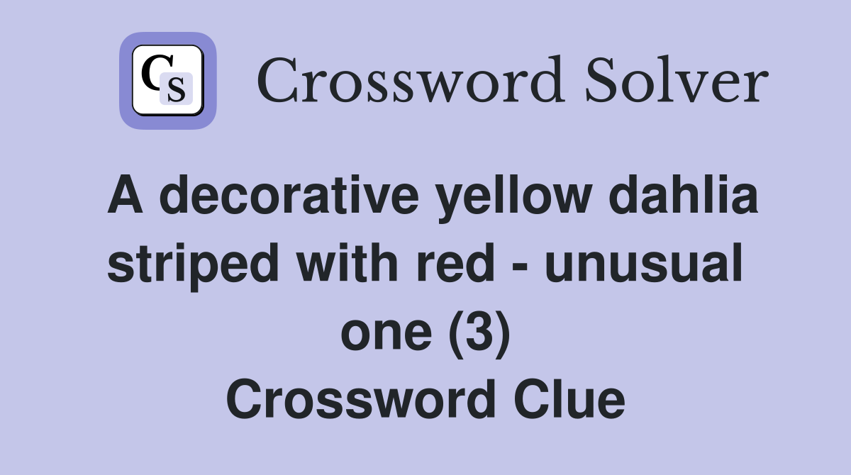 A decorative yellow dahlia striped with red - unusual one (3) Crossword Clue
