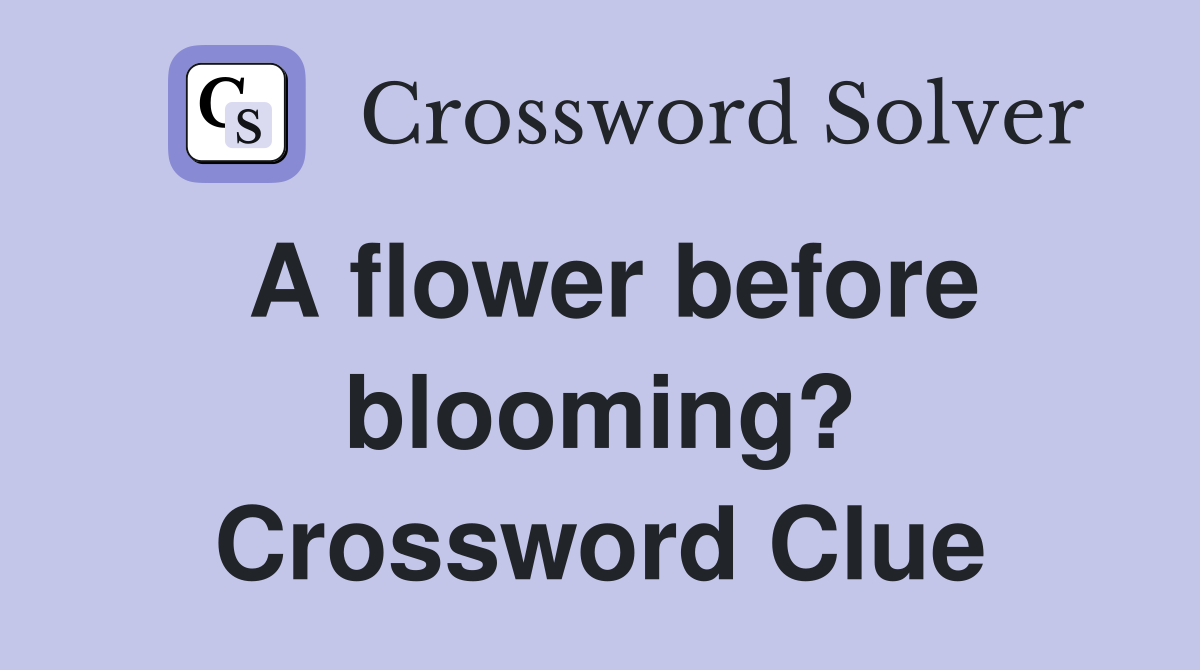 A flower before blooming? Crossword Clue