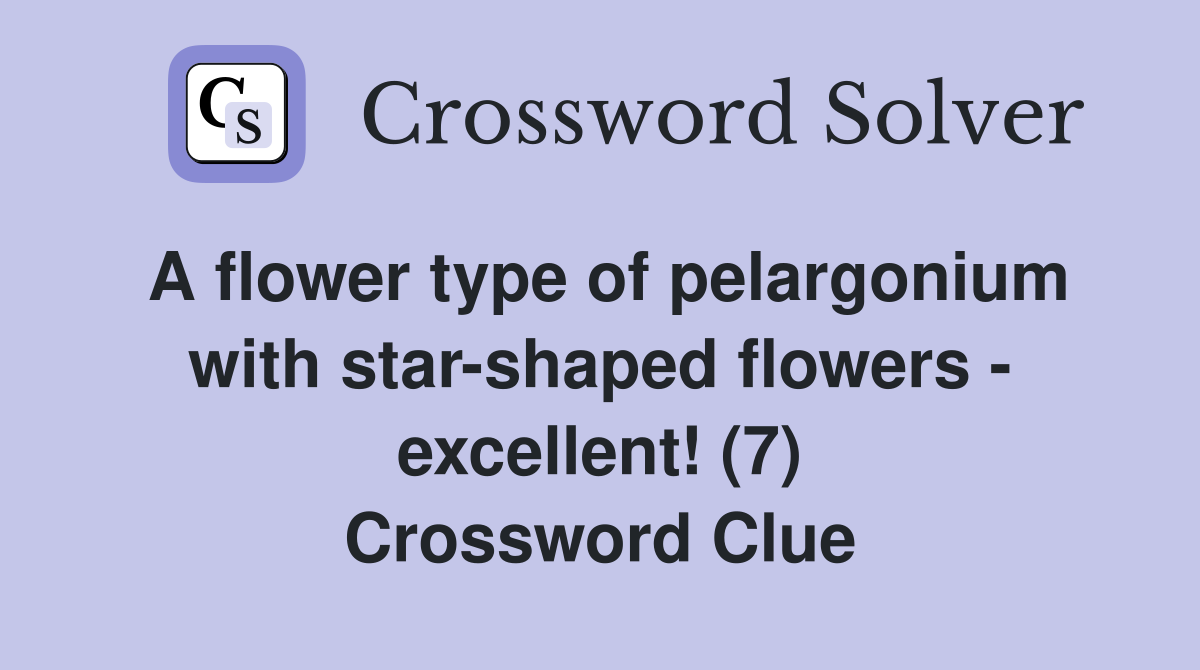 A flower type of pelargonium with star-shaped flowers - excellent! (7) Crossword Clue