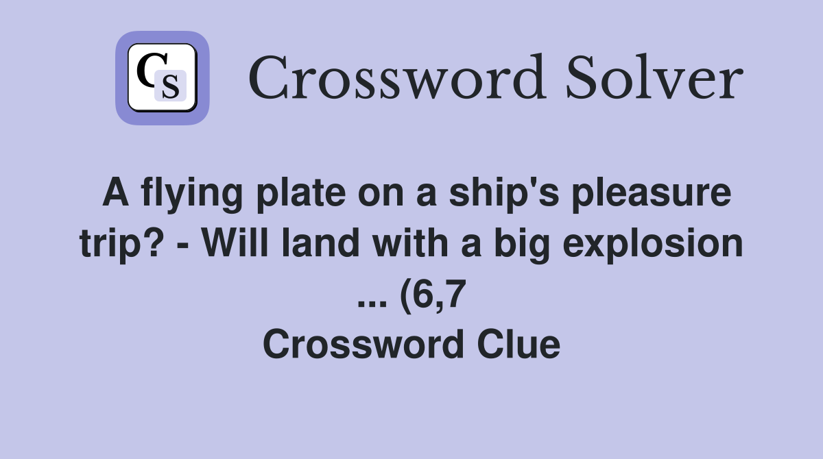 A flying plate on a ship #39 s pleasure trip? Will land with a big A flying plate on a ship #39 s pleasure trip? Will land with a big